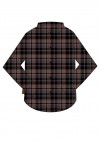 Shirt brown checkered flanel with embroidery, women FW24199