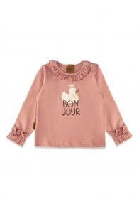 Top with Duck Queen placment print and snap buttons on the neck pink