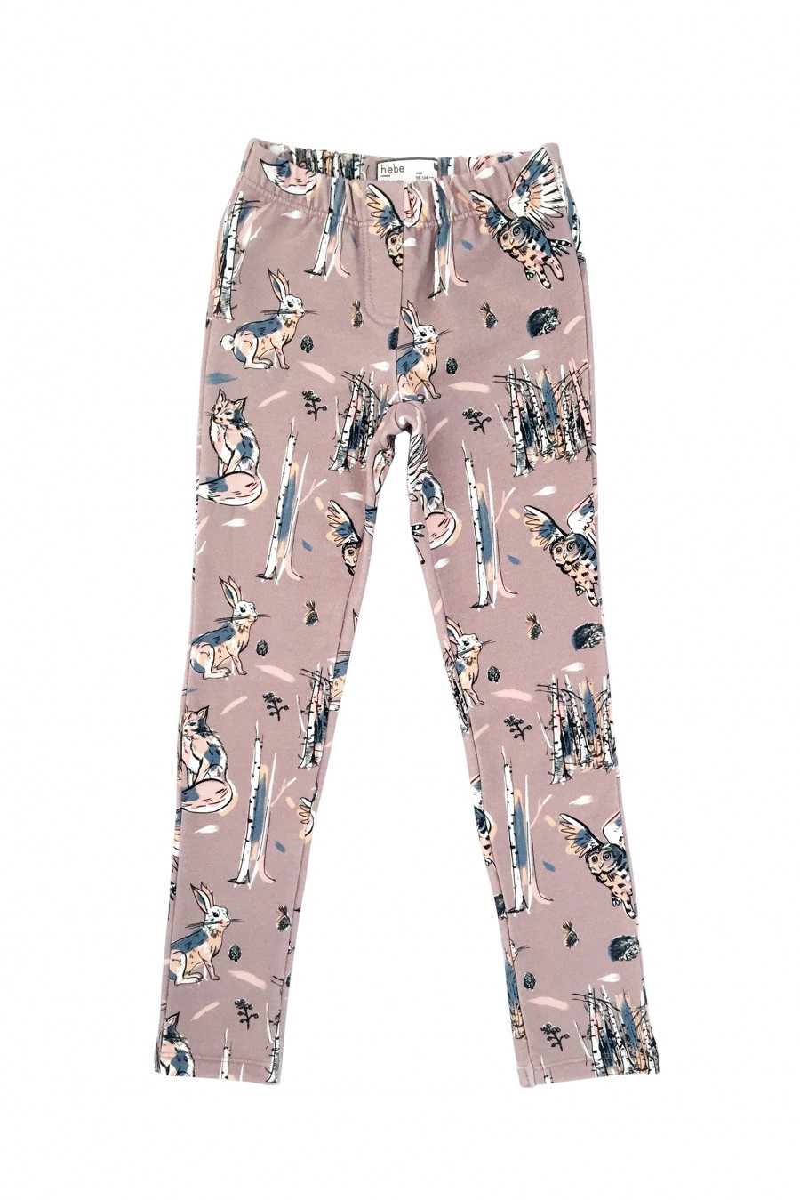 Warm leggings with animals dusty pink MLE0010