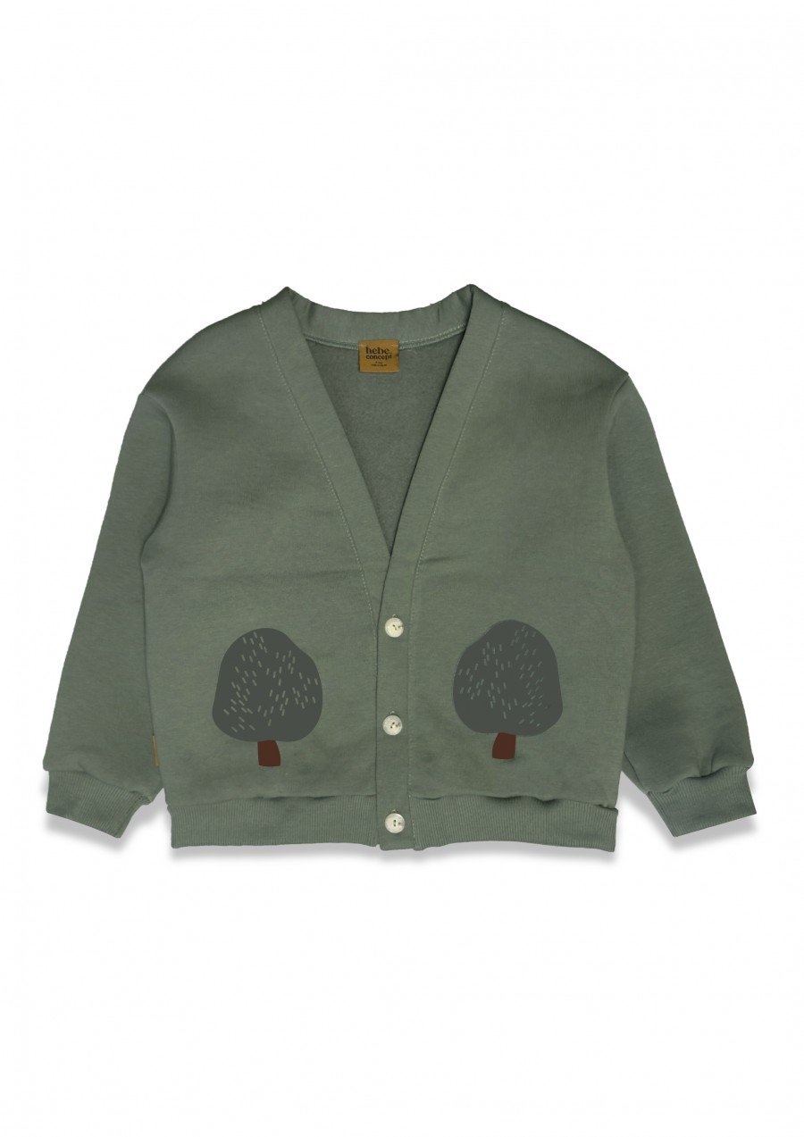 Jacket with tree placment print olive green 0331_F25284