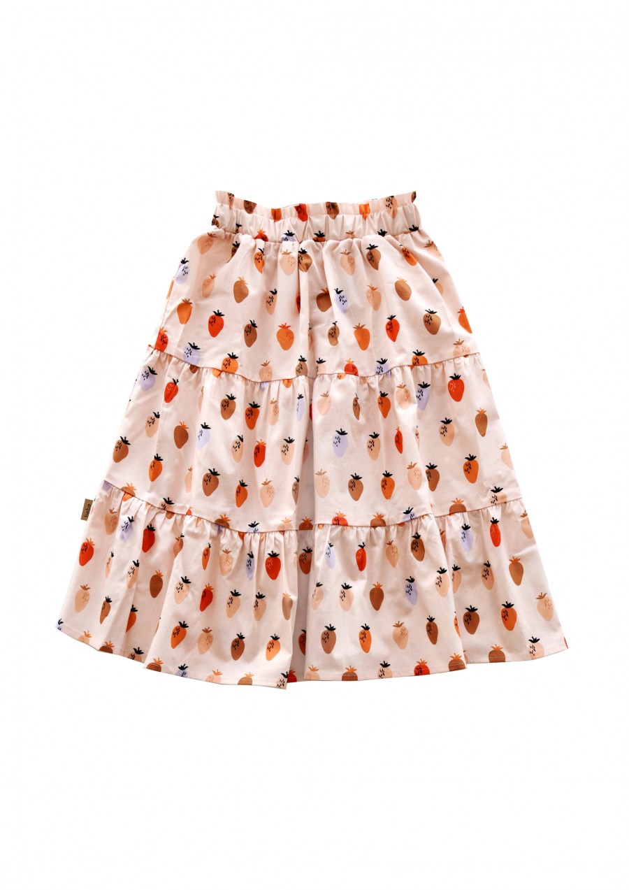 Skirt cotton light pink with strawberry print SS24145