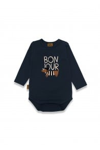 Body with placment print BONJOUR dog navy blue