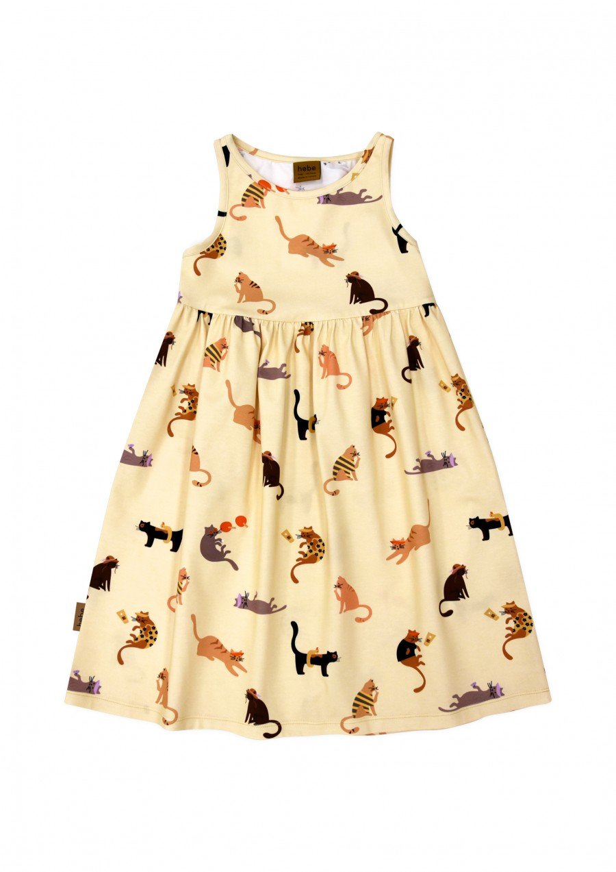Dress yellow with cats print SS24063L