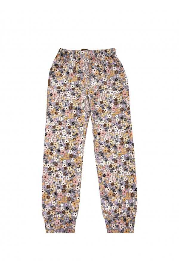 Pants warm grey with flowers print SS24476