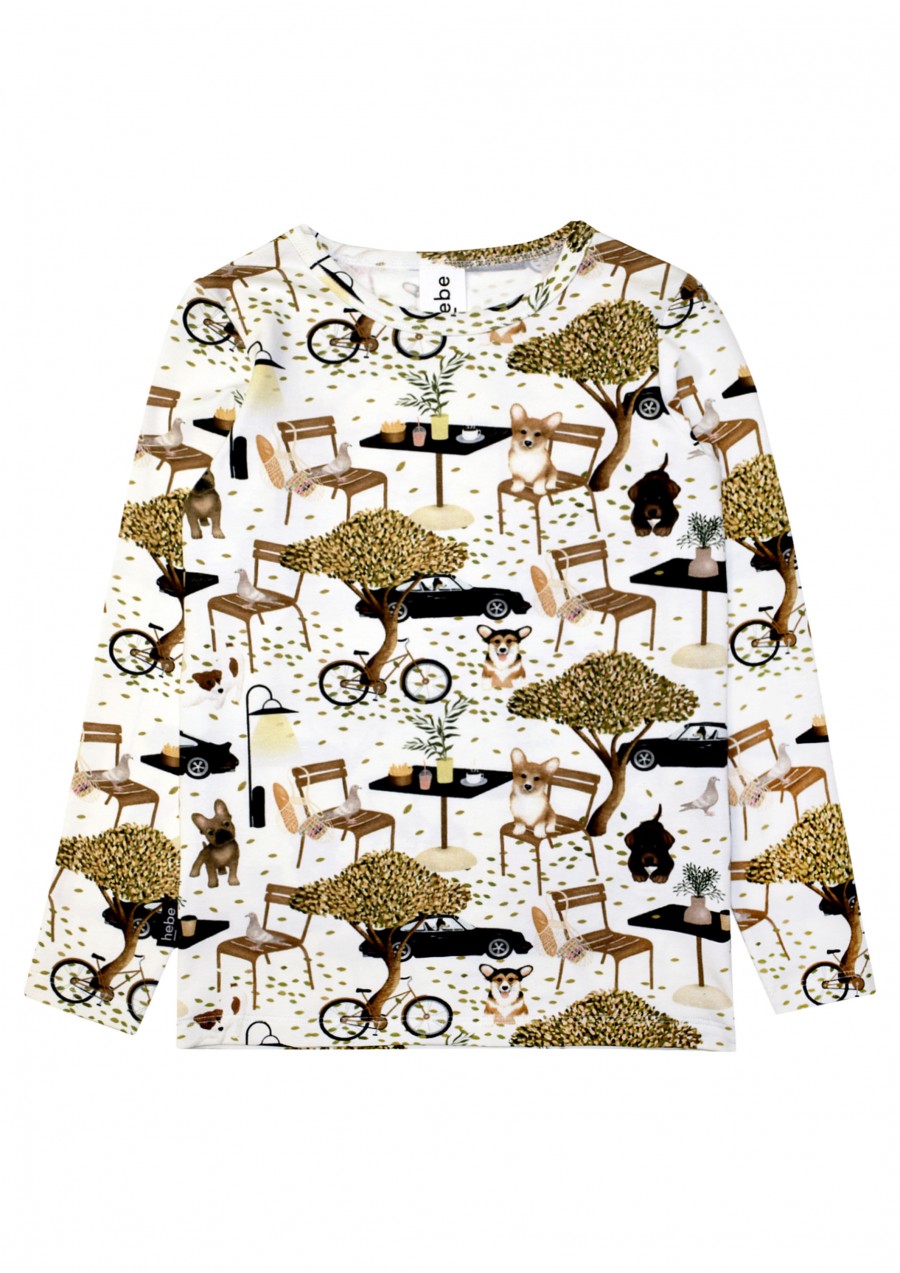 Top with autumn cafe print for female FW21340