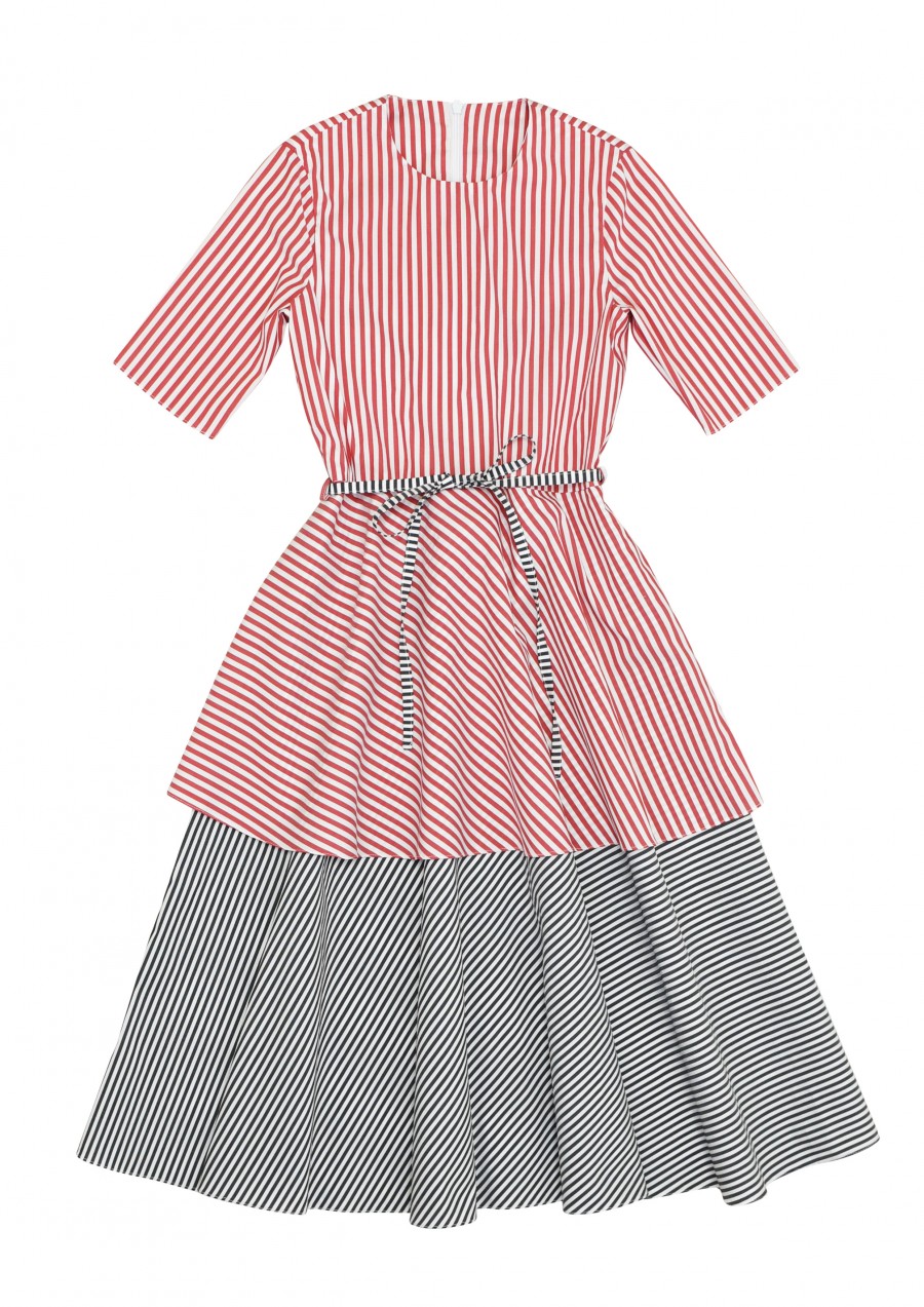 Dress with striped ruffle SS19009
