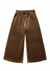 Pants wide brown festive green velvet, women FW24197