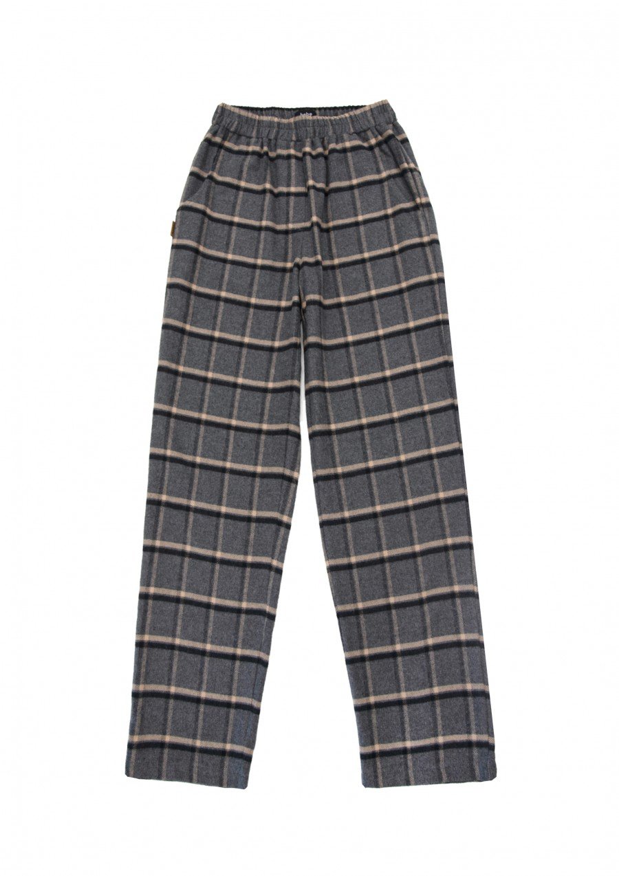 Pants with grey checks for female FW23214