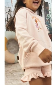 Hoodie light pink with cat print