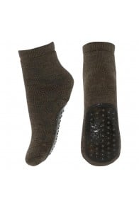 Wool socks anti-slip Brown Melange
