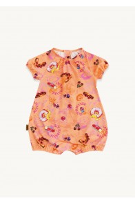 Short romper with allover candy print