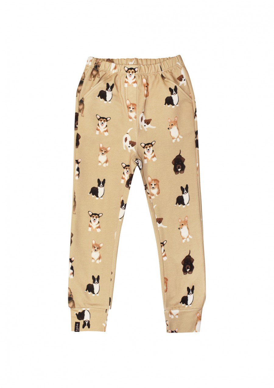 Warm pants with dog friends print FW21311
