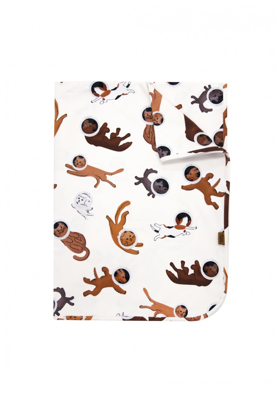 Blanket with allover cat and dog print FW24026