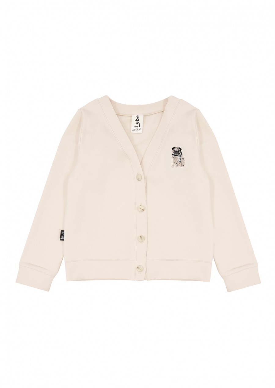 Warm jacket beige with embroidery pug FW21709L