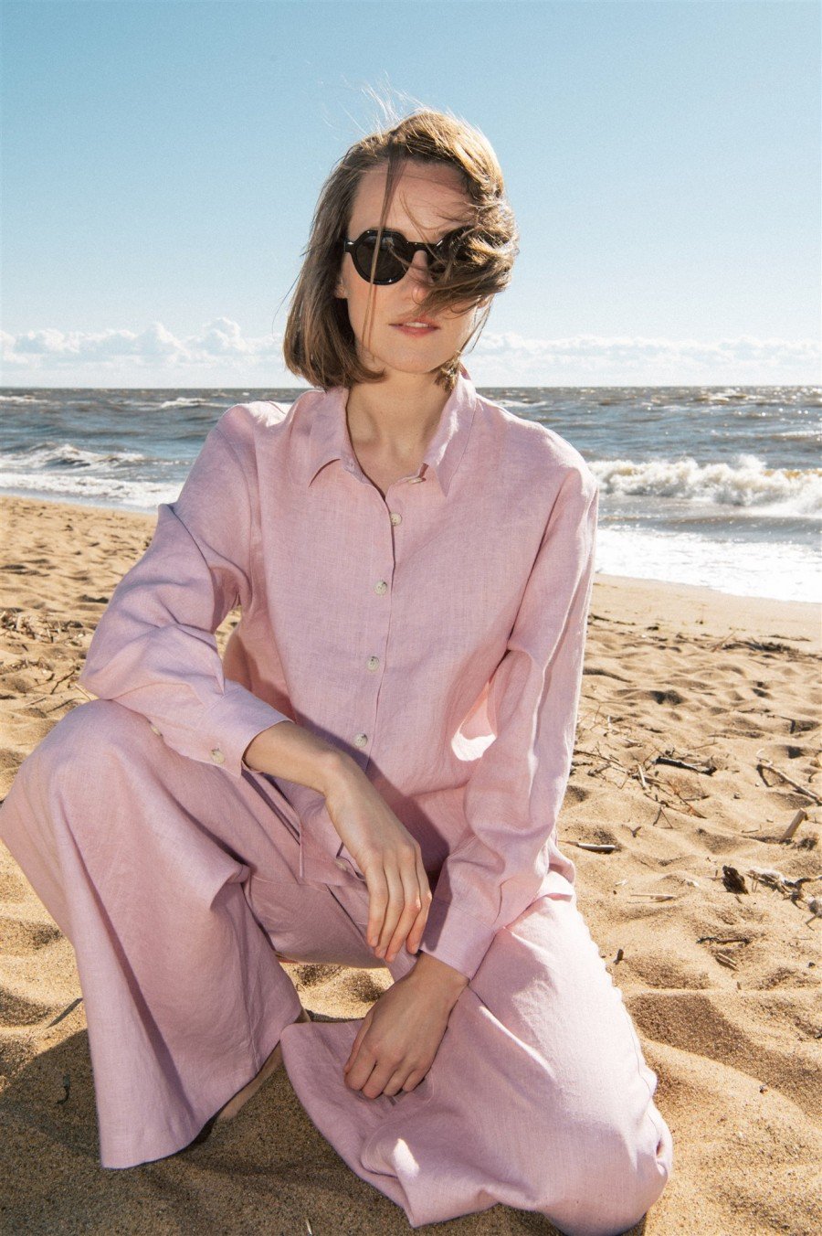 Shirt lilac linen for female SS23207