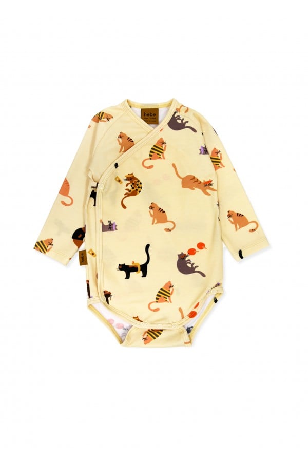 Wrap body yellow with cats print SS24057