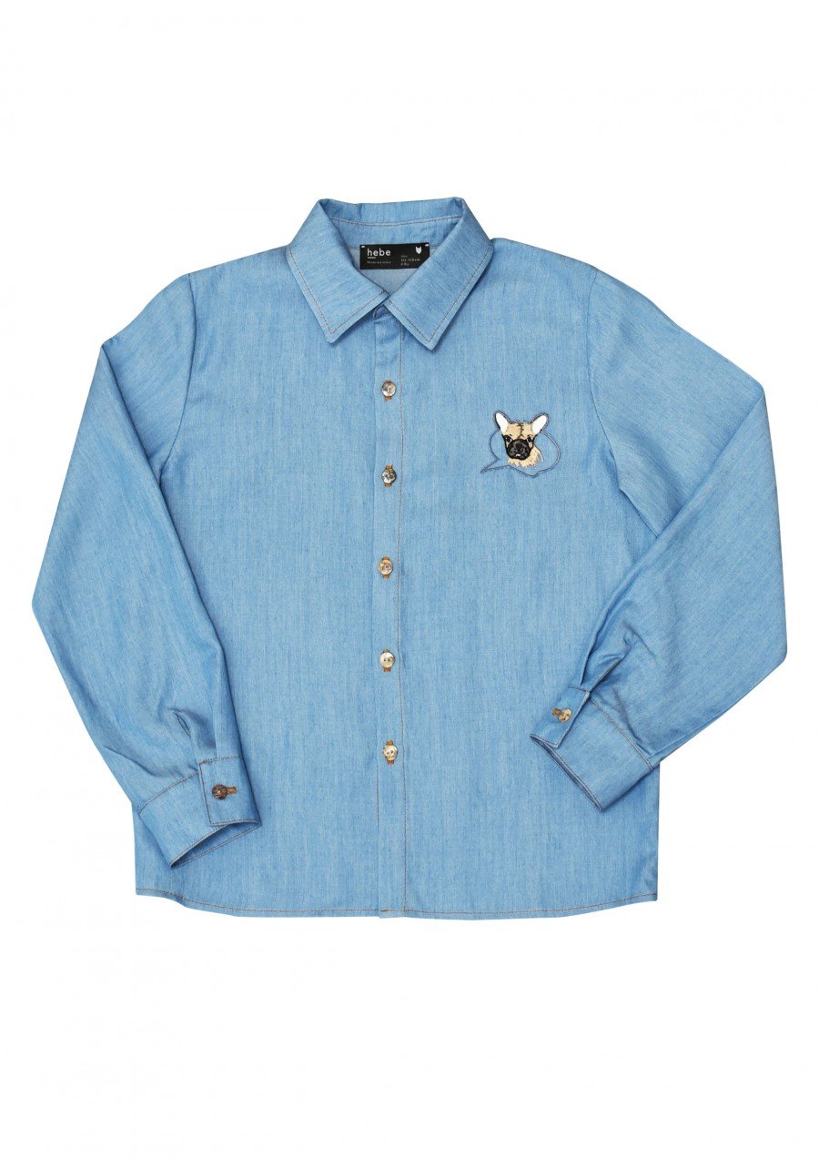 Shirt denim with dog embroidery SS19025