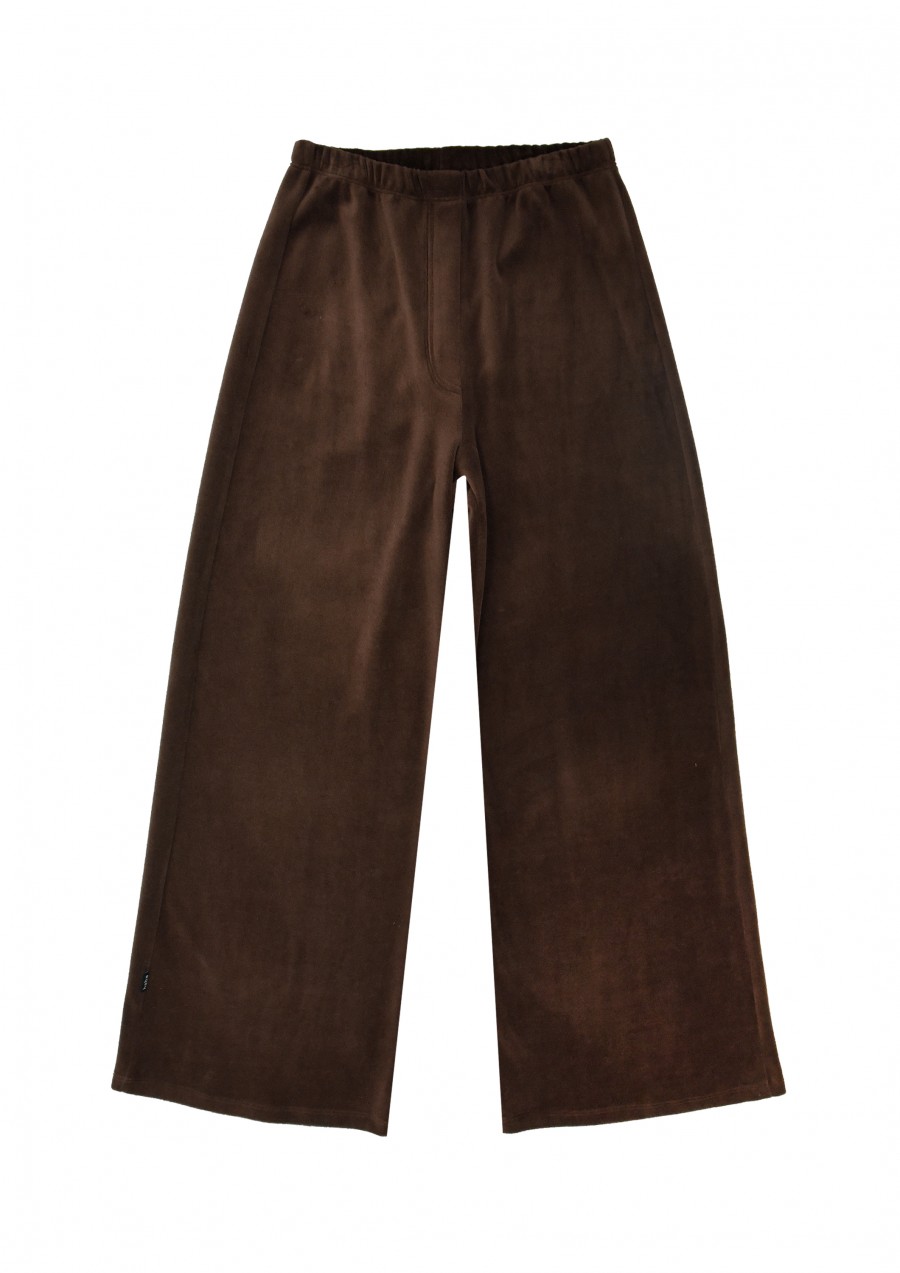 Wide warm pants brown velvet for female FW22081