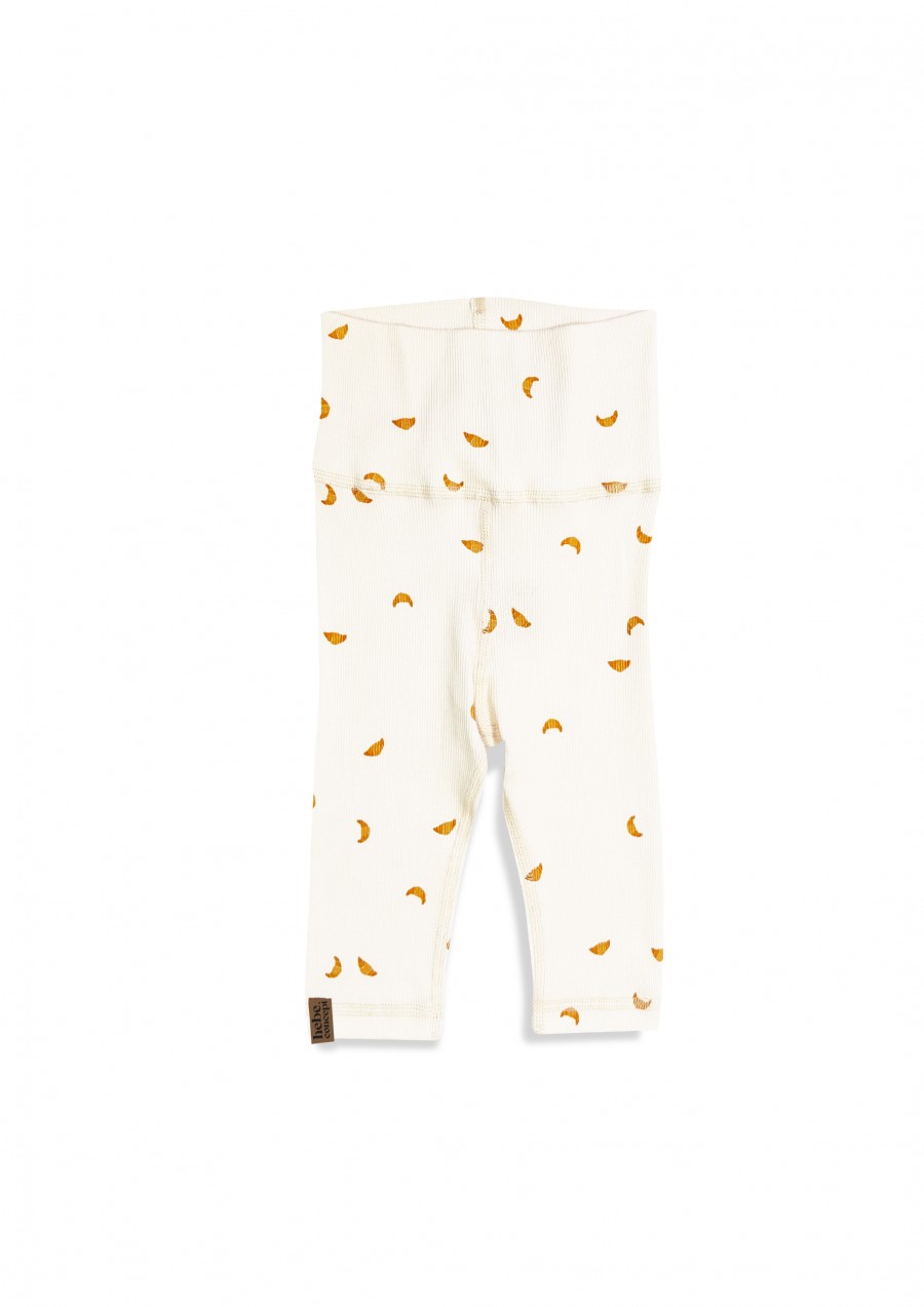 Rib leggings with all-over small croissant print 0156_F25226