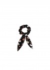 Scrunchy with bow, floral black print FW21031