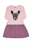 Dress pink with deer and purple ruffle FW19042