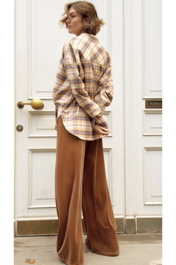Golden brown velvet pants, regular 0392_LM013