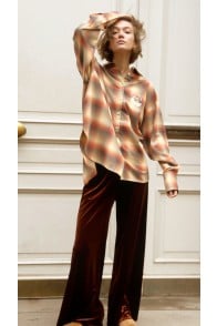 Amber brown velvet pants, long