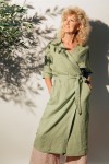 Wrap dress light green linen for female SS23221