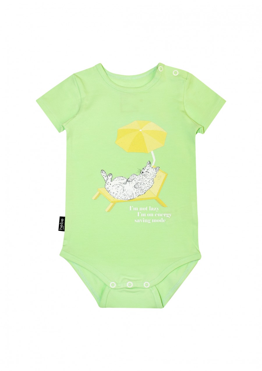 Body with short sleeves light green with a cat SS21057