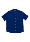 Shirt linen dark blue with embroidery SS24253L