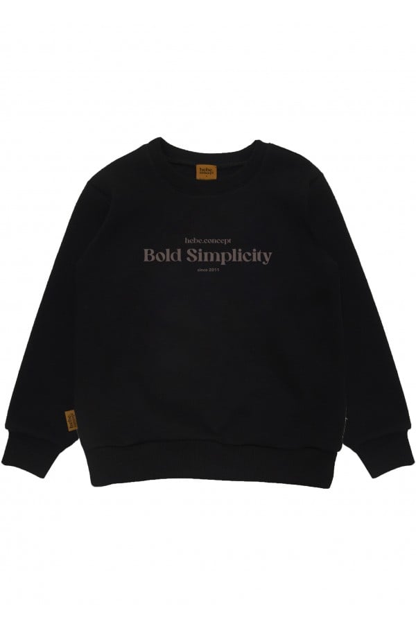 Sweashirt black with " Bold Simplicity" print, unisex FW24183