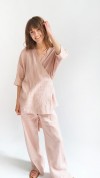 Wrap blouse pink linen 0361_S25381