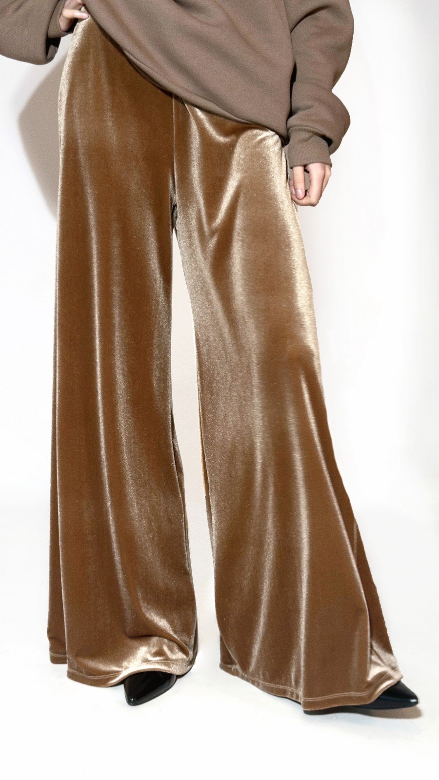 Golden brown velvet pants, long 0393_LM014