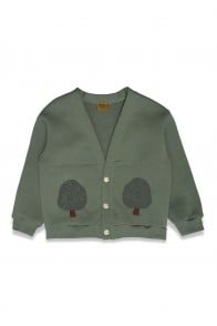 Jacket with tree placment print olive green