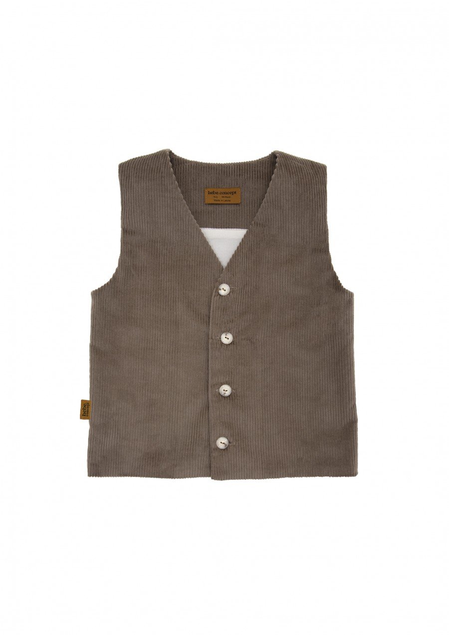 Vest taupe corduroy 0112_F25049