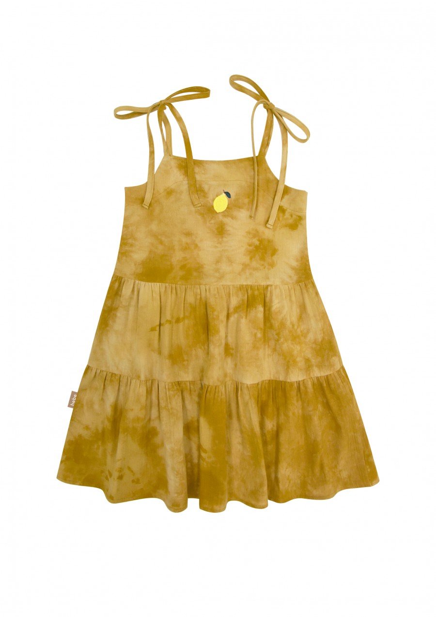 Dress yellow tie-dye with embroidery lemon SS23255L