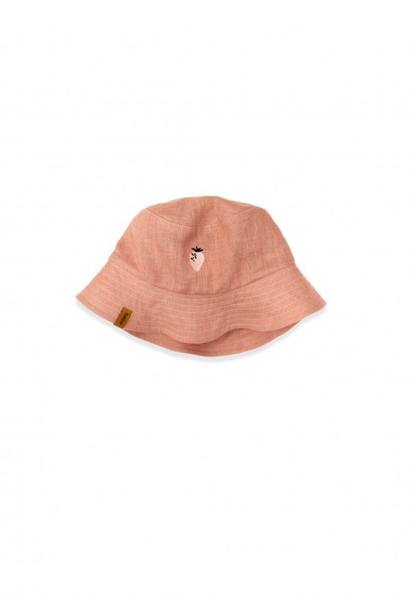Hat linen pink with embroidery SS24149