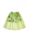 Skirt with tulle and green palm print SS21041L