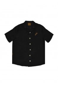 Shirt linen black with embroidery