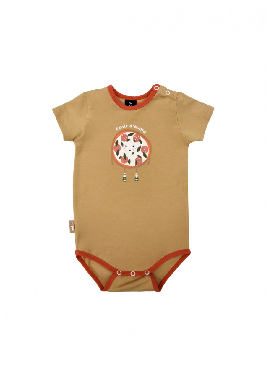 Body brown with pizza and faded red collar SS23075