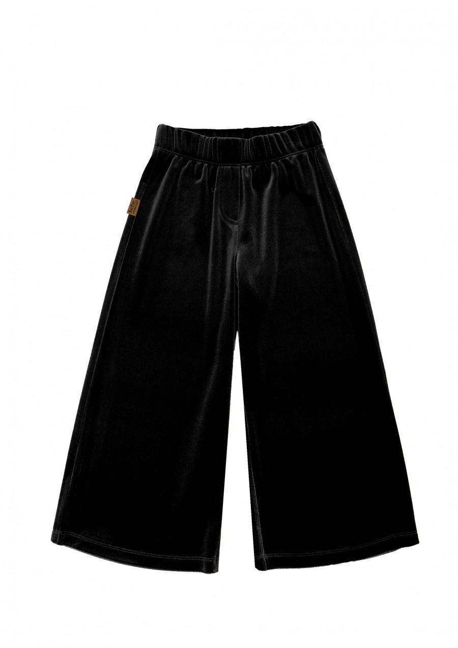 Pants wide black festive velvet FW24160