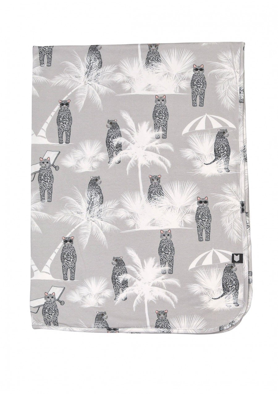 Blanket with grey animal and palm print SS24512