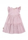 Dress light pink with ruffle and flower print SS23453