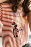 Top off-white with red stripes and Rise & Shine print for female SS24428