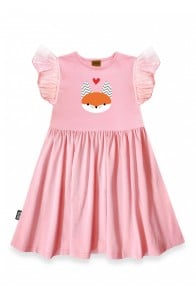 Dress pink with tulle frill and Tuta's fox print