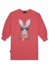 Sweaterdress pink with Easter bunny E21031
