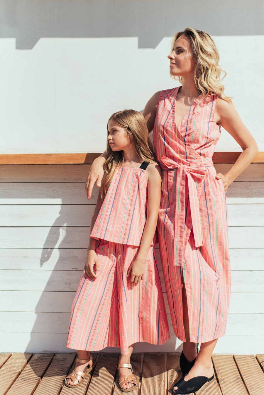 Dress over wrap pink with stripes for female SS20062
