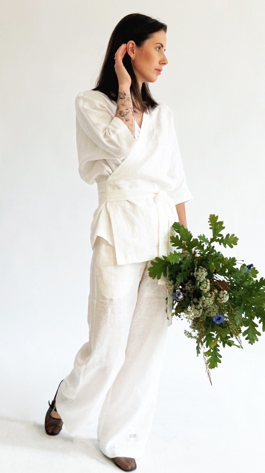 Pants white linen, long 0039_S25406