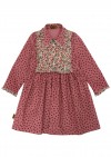 Dress dark pink with flower print and pink flower details FW23124