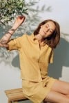 Shirt dusty yellow linen for female SS23227